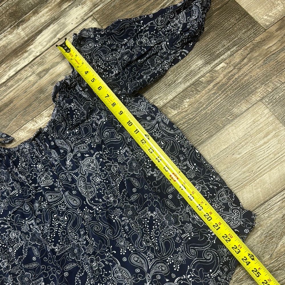 Navy Paisley Off-Shoulder Women's Top Size 1- 1X - Picture 11 of 12